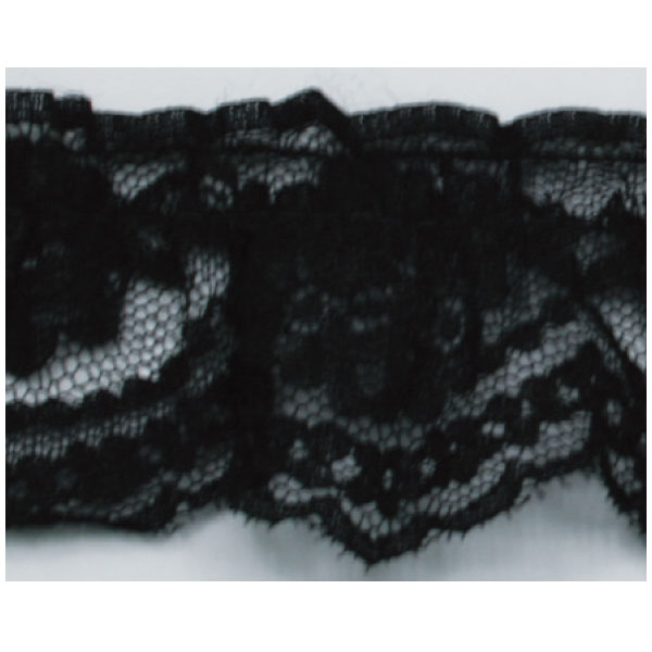 Ruffled Raschel Lace  Black 10m (Roll)