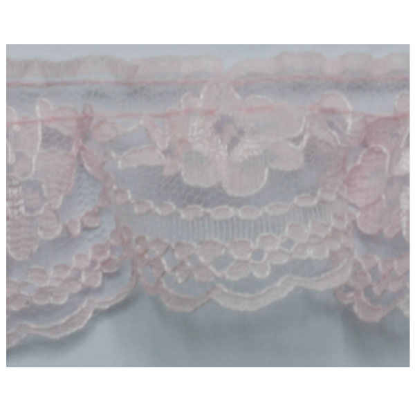 Ruffled Raschel Lace  Pink 10m (Roll)