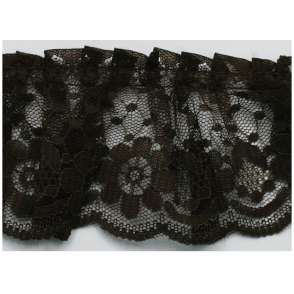 Ruffled Raschel Lace  Brown 10m (Roll)