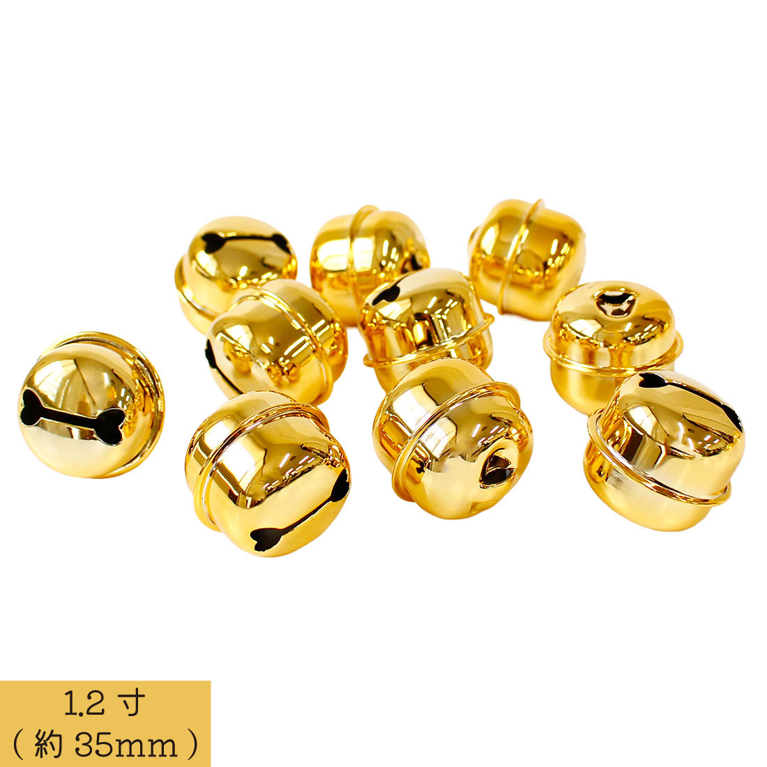 FSZ-35MM-G-10 Japanese Lucky Bell 35mm, Color Gold,10pcs/pack (pack)