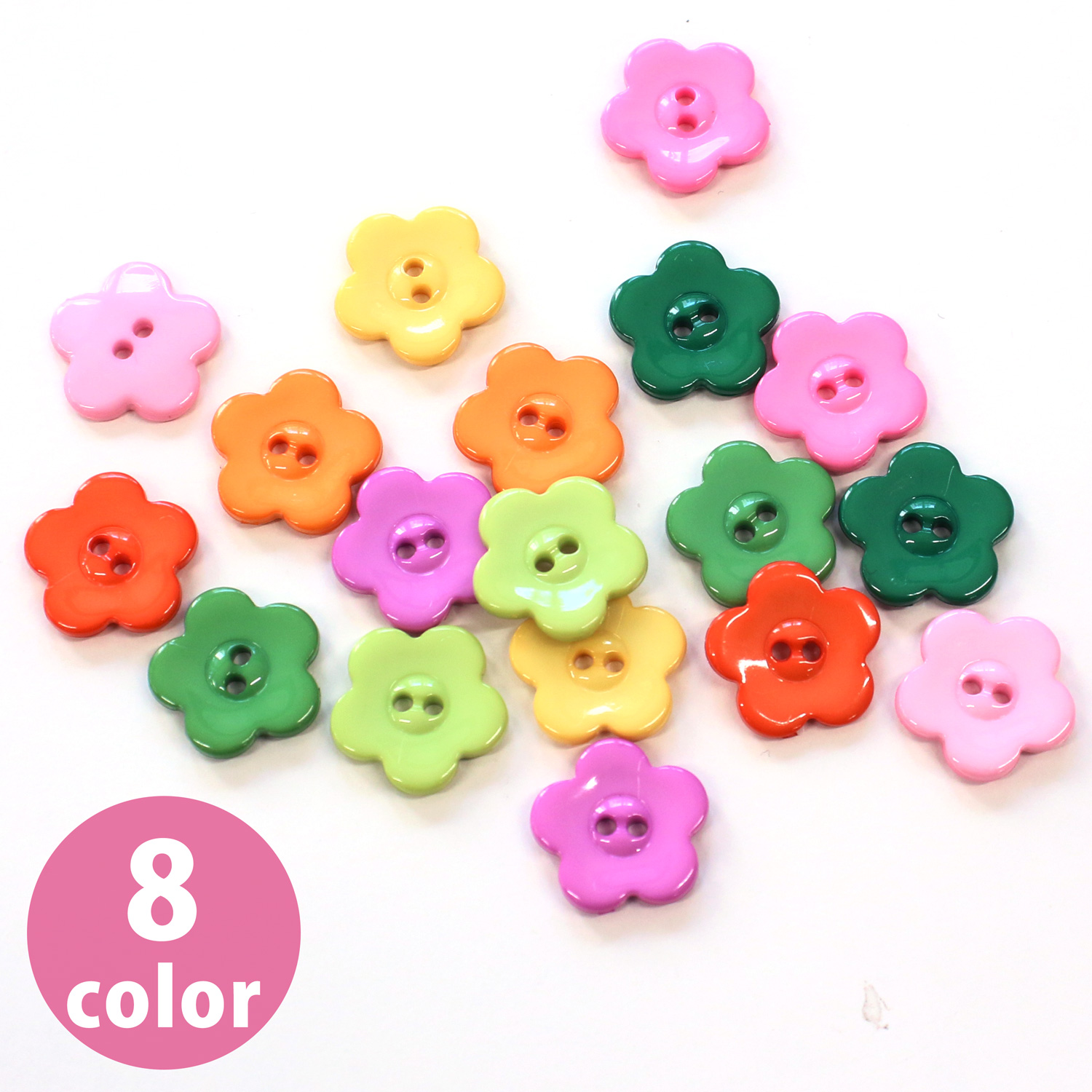 CG9730 Flower-shaped color button assortment set 15mm 6 pieces (set)