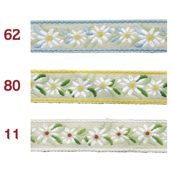 Embroidery Tape Margaret Flower Print 18mm Width 5m (Roll)