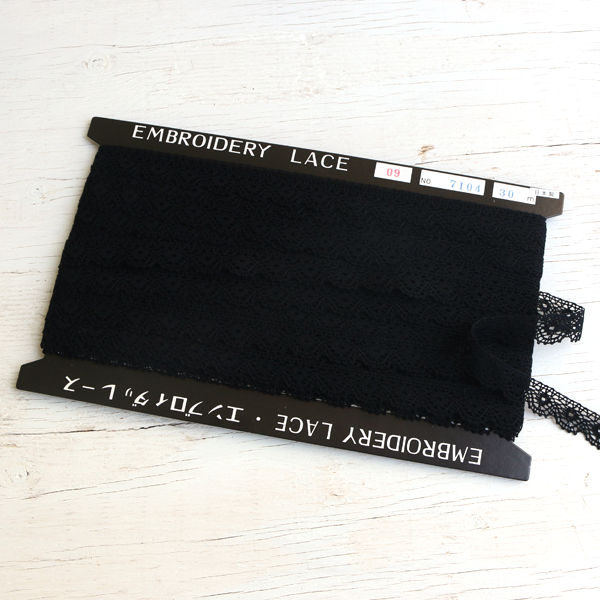高品質 TL7104-09 綿トーションレース (巻)「手芸材料の卸売りサイト 黒 装飾材料