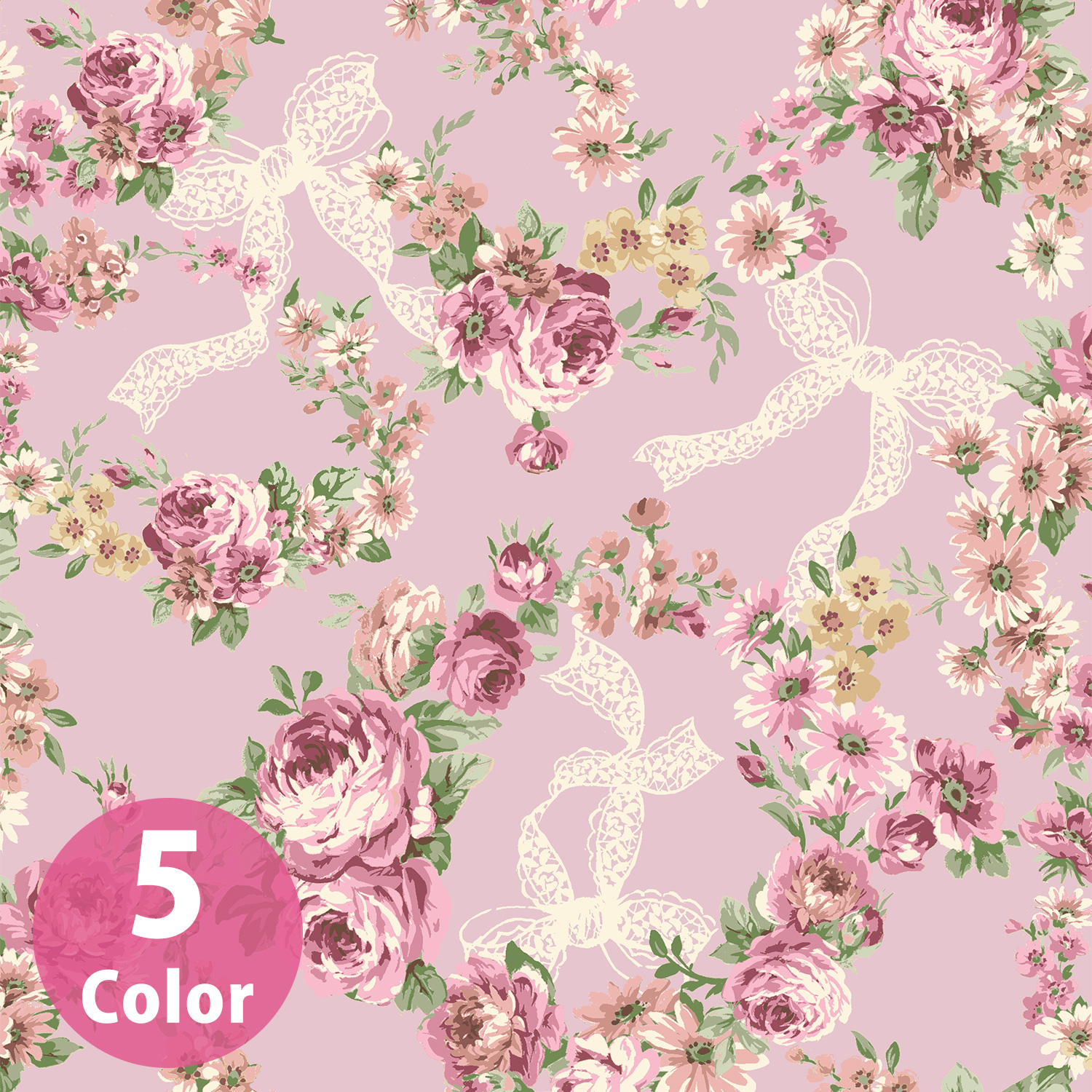 RU2530H-12 RURU BOUQUET -Rose Wreath- シーチング 巾約112cm 1m単位 (m)