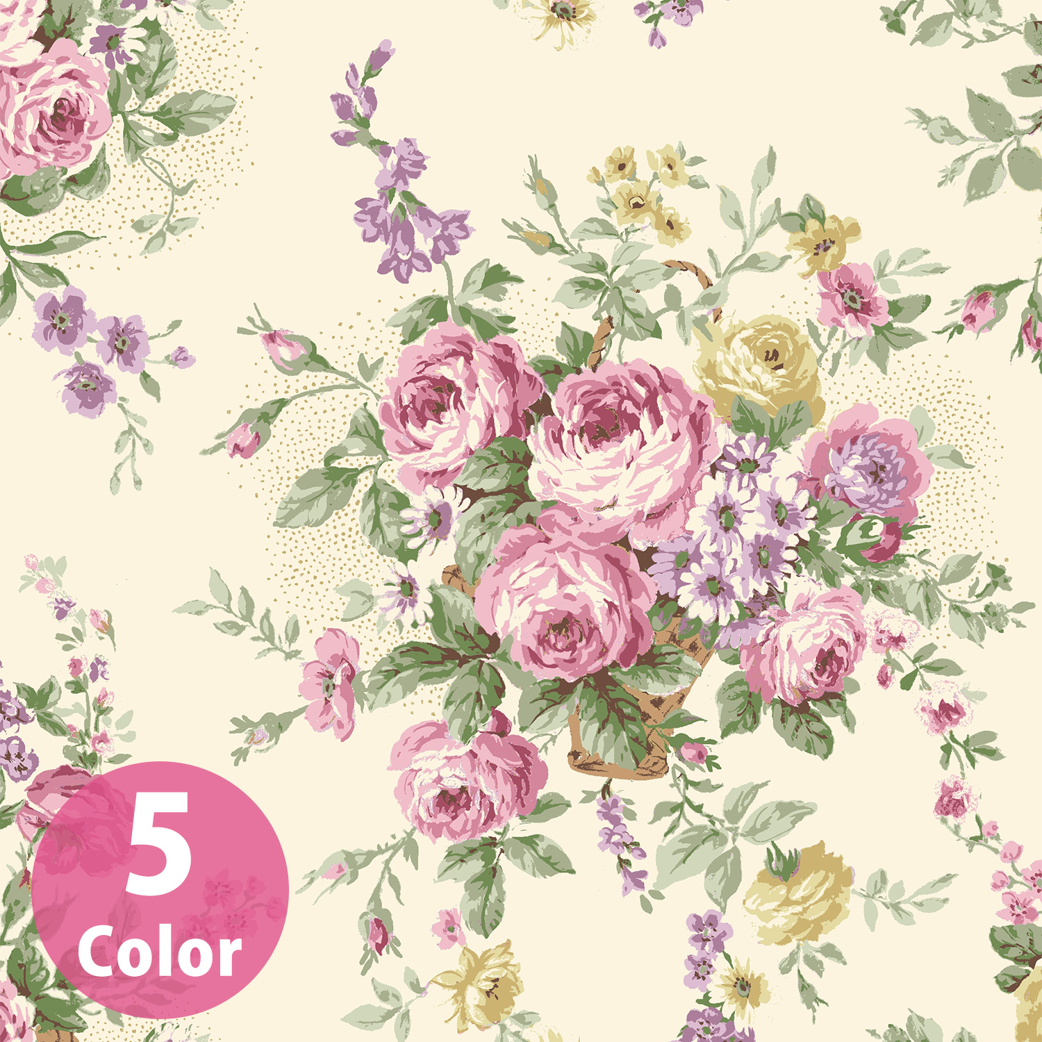 ■RU2530HR-11 RURU BOUQUET -Rose Wreath- シーチング 巾約112cm 原反約12m巻 (巻)