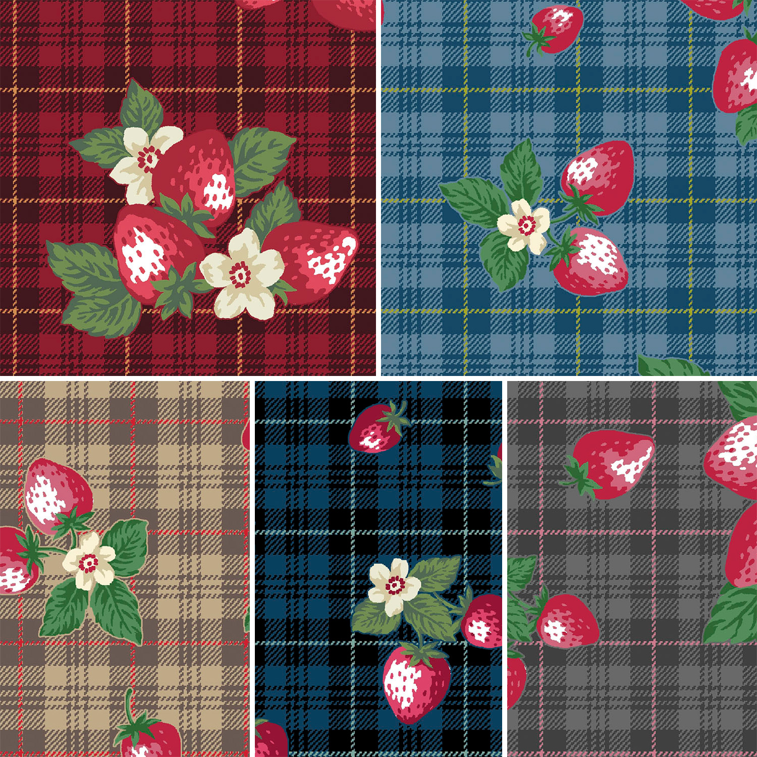 ■NN2342HR-11 いちご チェック柄 VeryBerry コットンシーチング 巾約110cm 原反12m (巻)