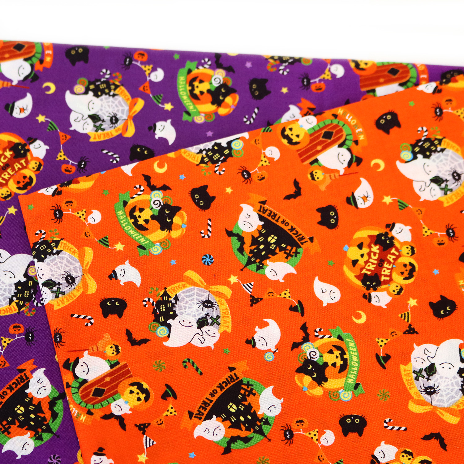 AP55101H-1 ハロウィン プリント生地 おばけとキャンディ柄 1m単位 (m）