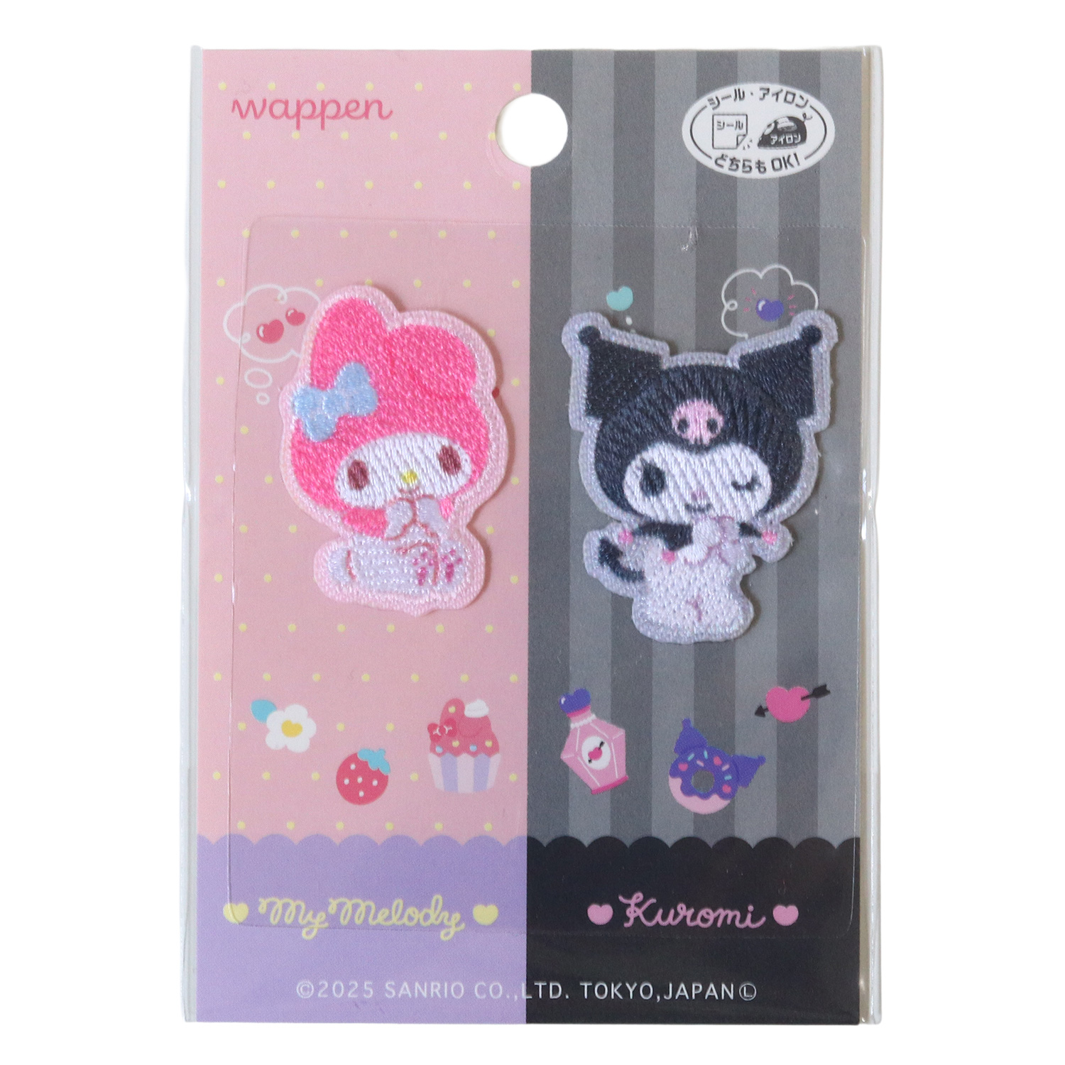 SCW601-SCW73 Pioneer Sanrio characters My Melody Kuromi patch included 2 pieces Width 25mm x Height 36mm Width 30mm x Height 37mm Stickers Double-use iron type (pieces)