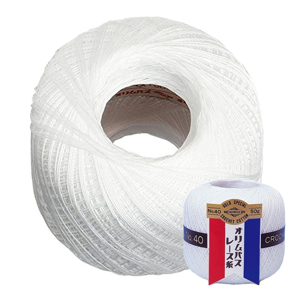 OLY40-50G-801  Olympus Lace Yarn 40/50g White, 3balls/box　(box)