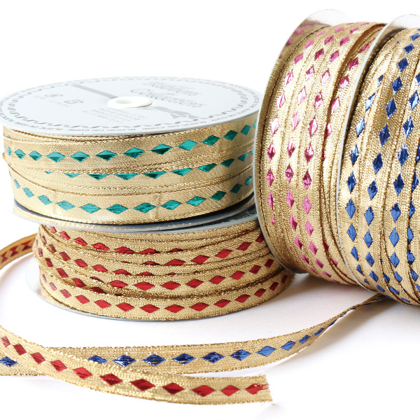 KR3810-9 Christmas ribbon diamond metallic 9mm x 30m (roll)