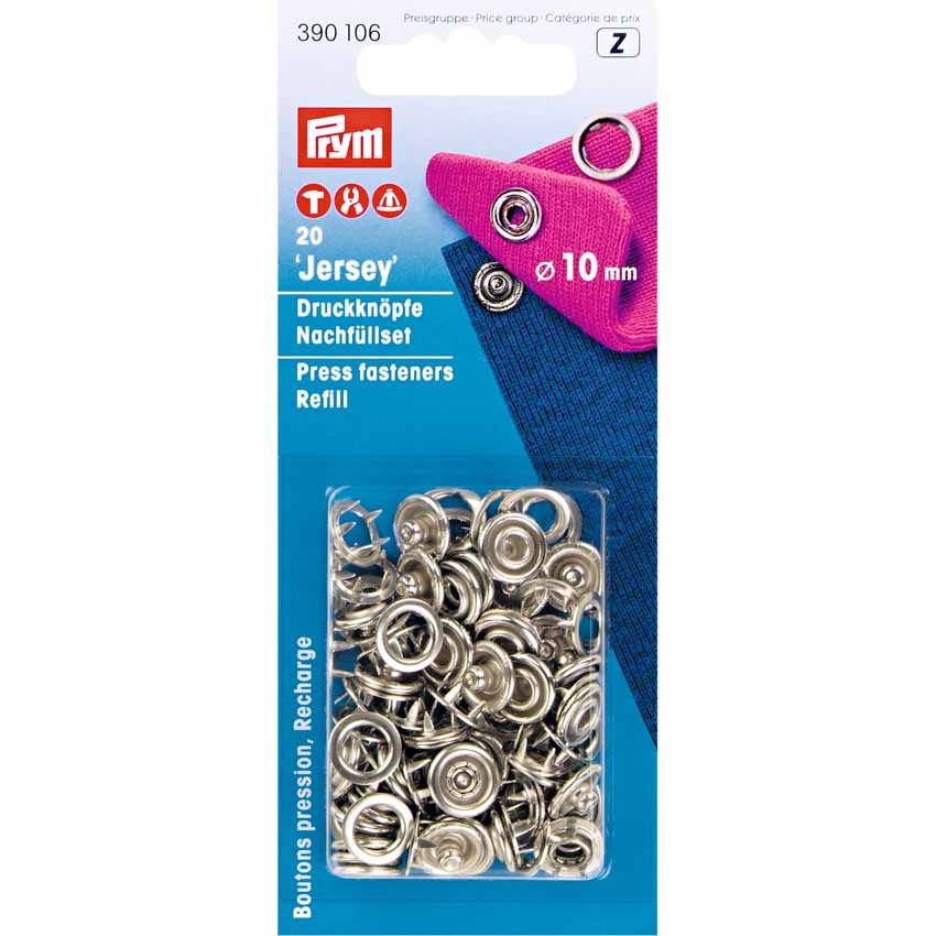 PRM390106 Prym Snap Button Jersey Refill Ring Type φ10mm 20pcs Nickel 390106 (pcs)