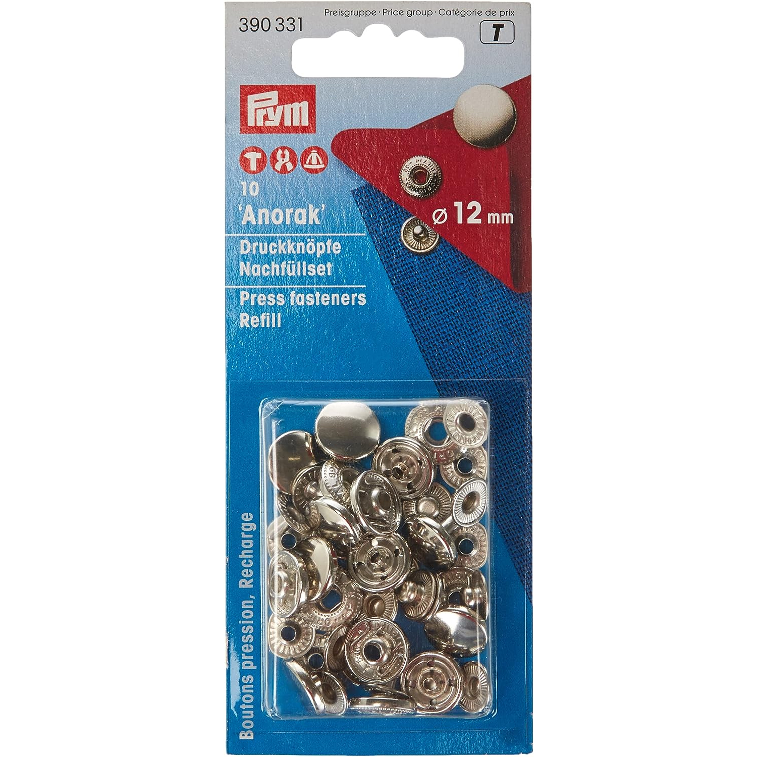 PRM390331 Prym Snap Button Anorak Refill φ12mm 10pcs Nickel 390331 (pcs)