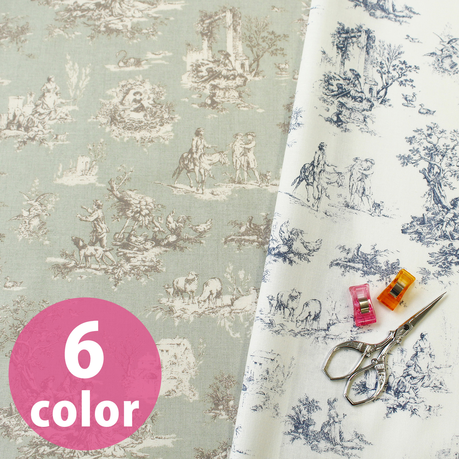 ■DS10638R ThePireued, Toile de Jouy, printed fabric approximately 13m (roll)