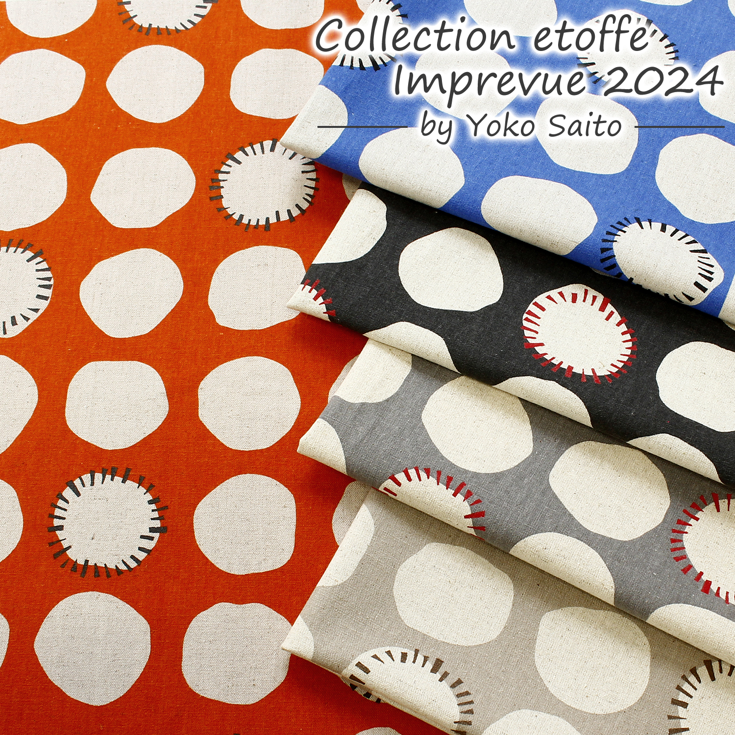 【3/31まで】【在庫限り】ET10628 etoffe collection エトフコレクション ドット 綿麻プリント生地 m単位 (m)