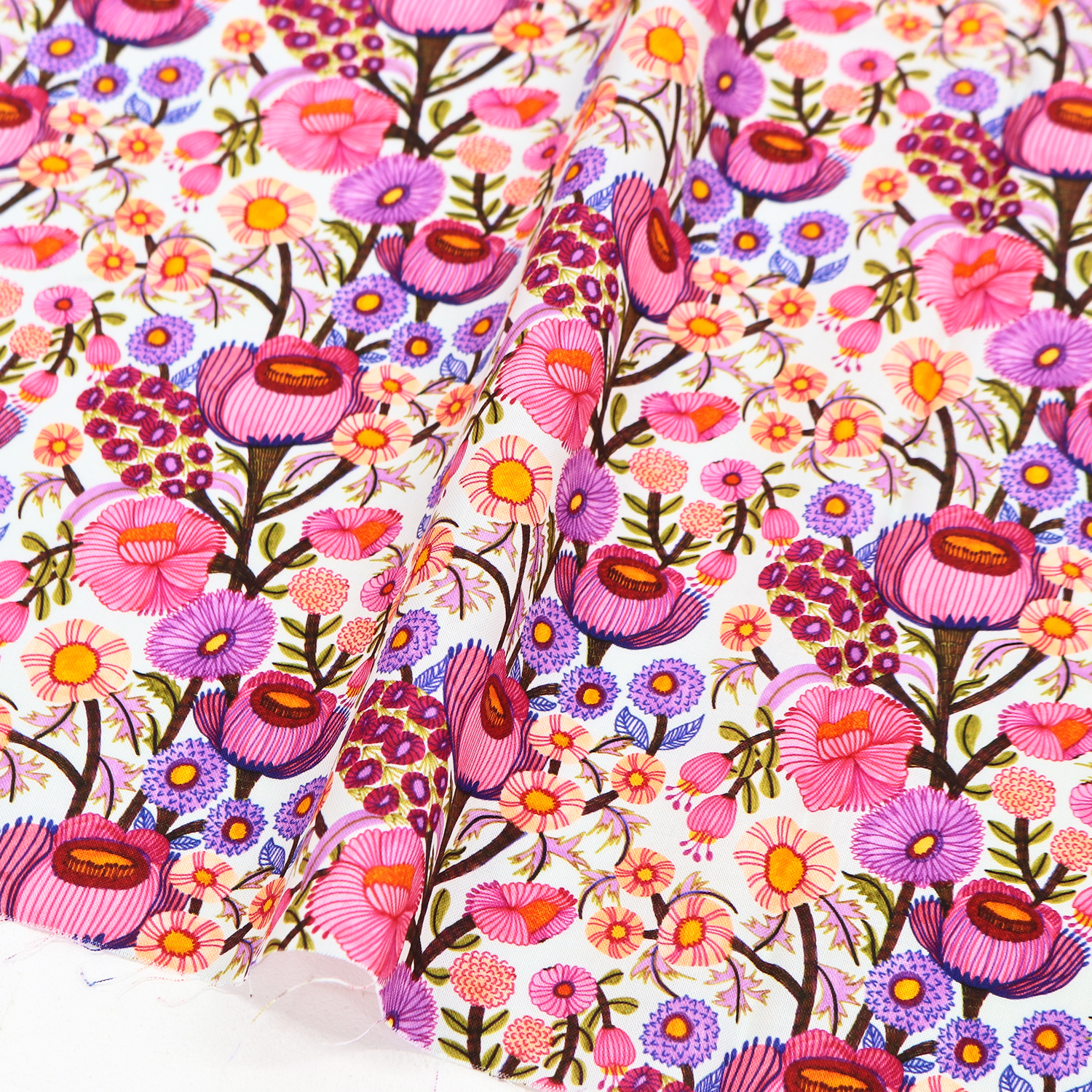 [2608 New Pattern] FSP-989 White Floral Pattern Pink Free Spirit USA Cotton Sheeting 1m unit (m)