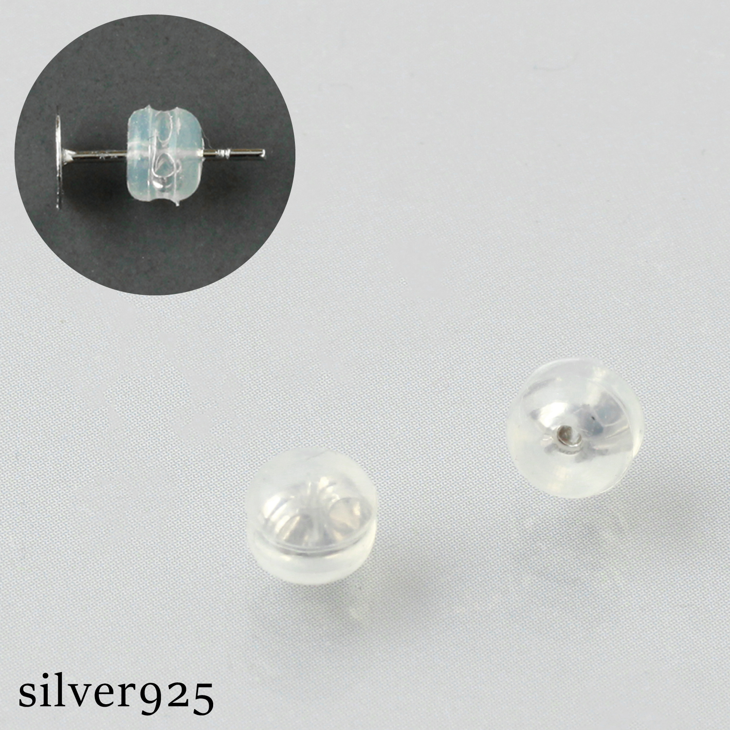 KS88-6 Silver925 Silicon Earring Stoppers Transparent (bag)