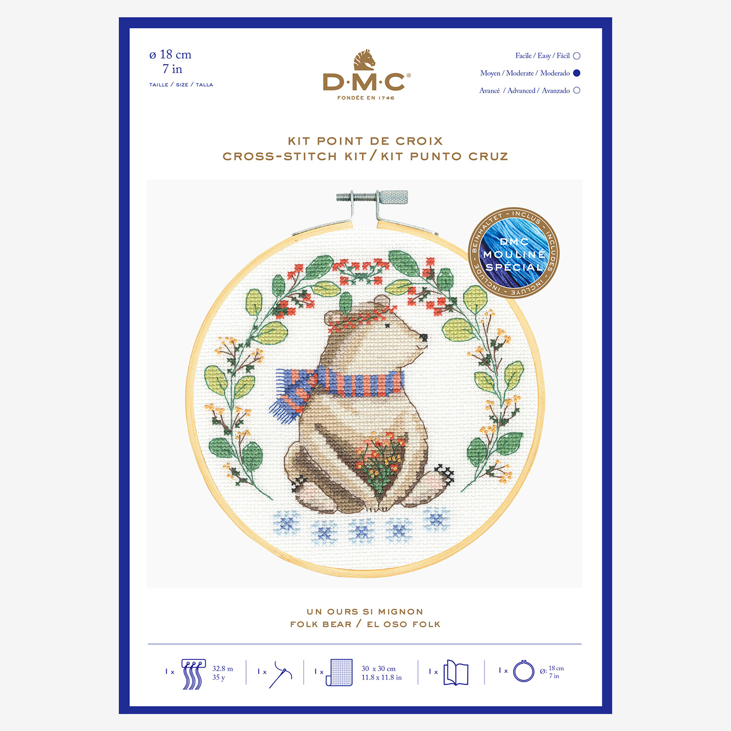 [Order / return is not possible] DMC-BK1927 DMC Embroidery Kit with Embroidery Frame BEAR <Cute Animal> (Set)