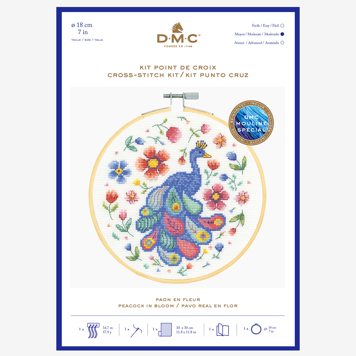 [Order / return is not possible] DMC-BK1930 DMC Embroidery Kit with Embroidery Frame PEACOCK (Set)