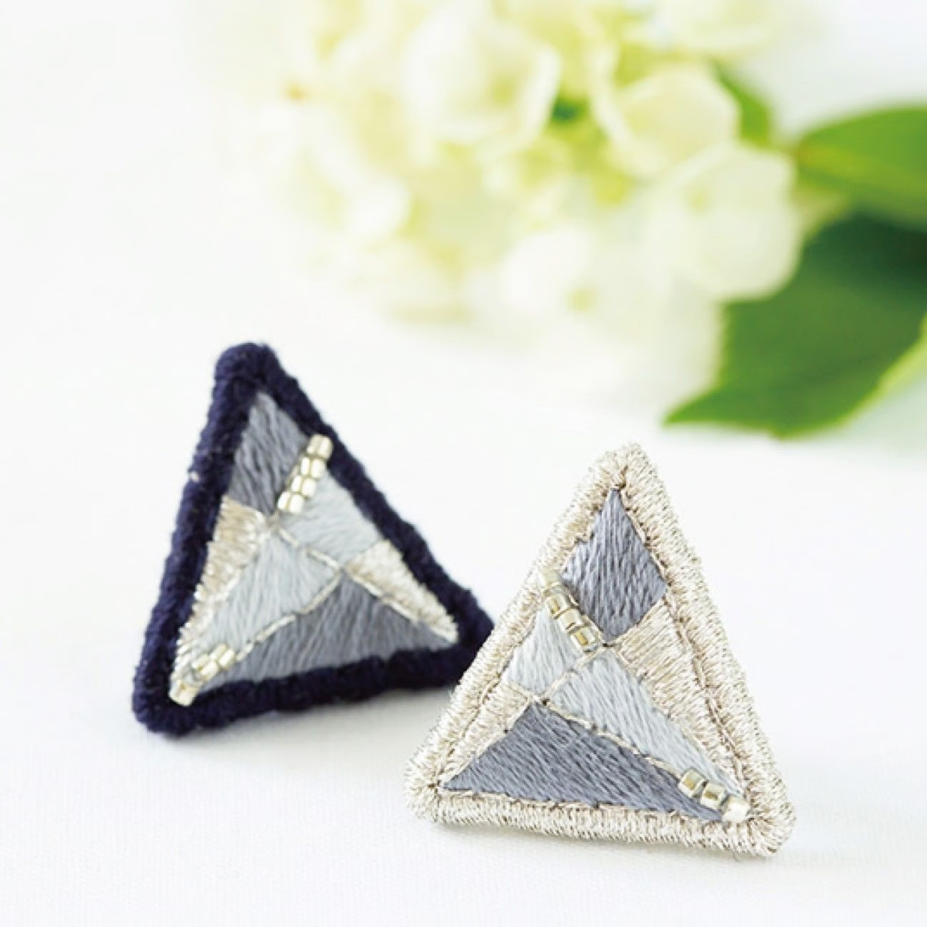 PHC-059-2 harishigoto embroidery earring kit hikari × Navy (Pieces)