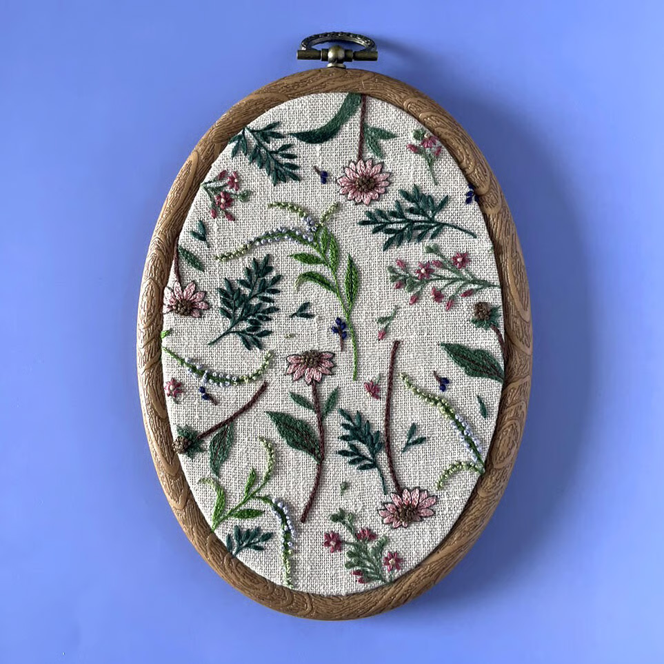 PHC-097-1 mutsumi ufu retro botanical frame art, blooming in the sun - beige - (Pieces)
