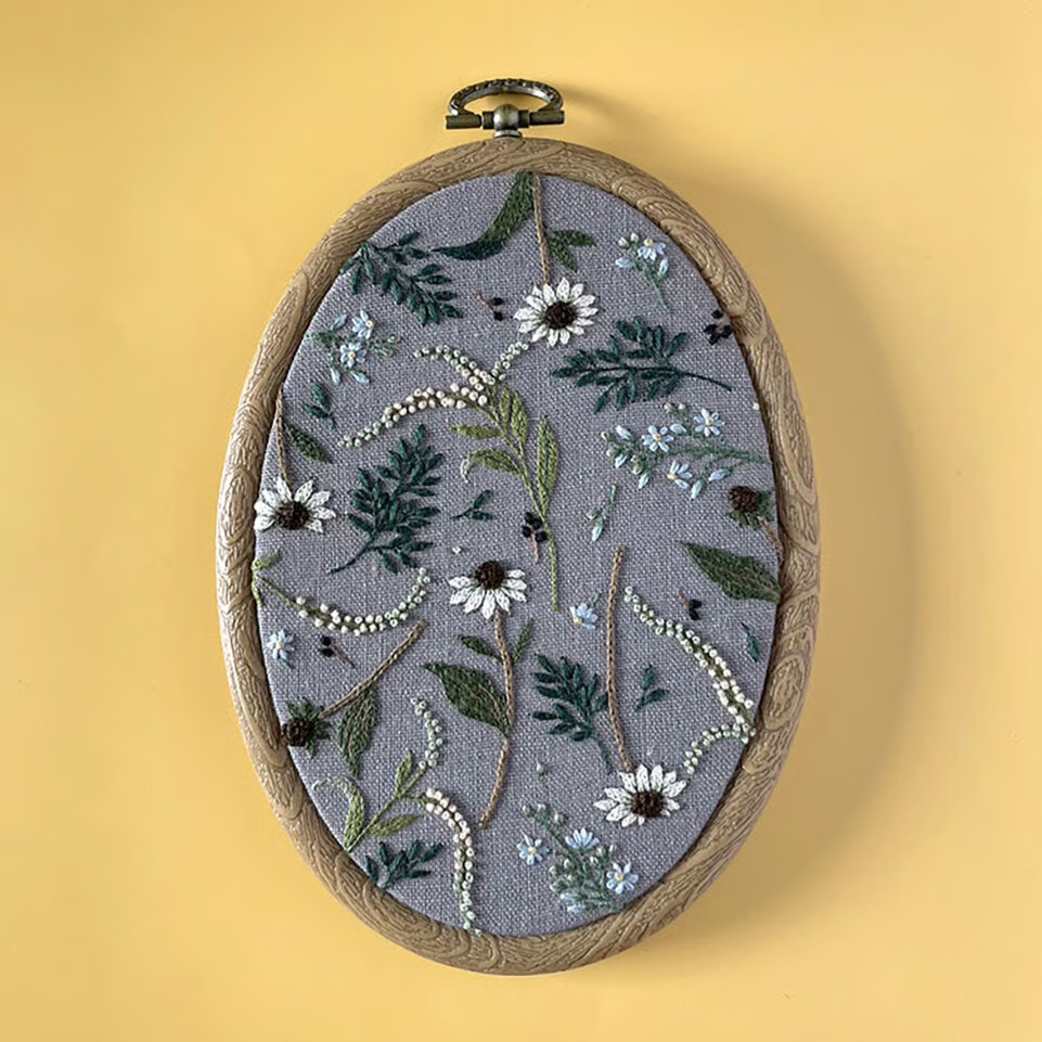 PHC-097-2 mutsumi ufu retro botanical frame art, blooming in the shade - blue gray - (pcs)