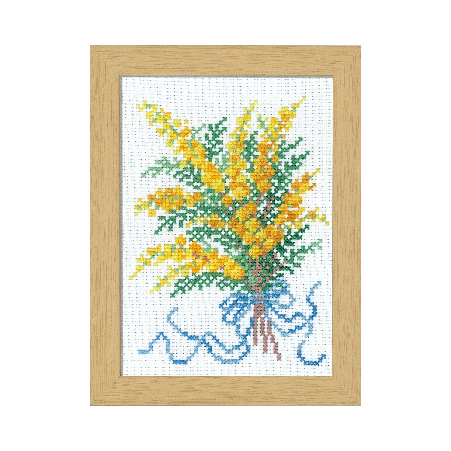 OLY-K7507 Olimpass Embroidery Kit February Mimosa with Wooden Frame (Set)