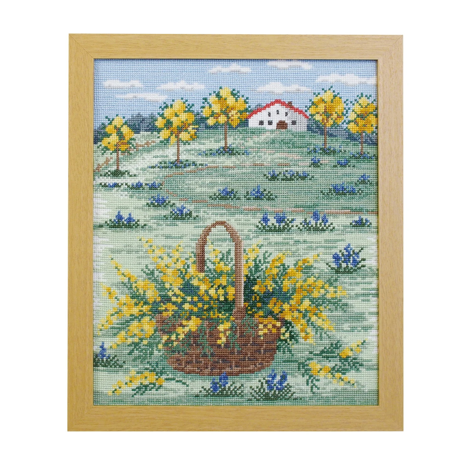 OLY-K7576 Olimpass Embroidery Kit Mimosa Colored French Early Spring Hill (Set)