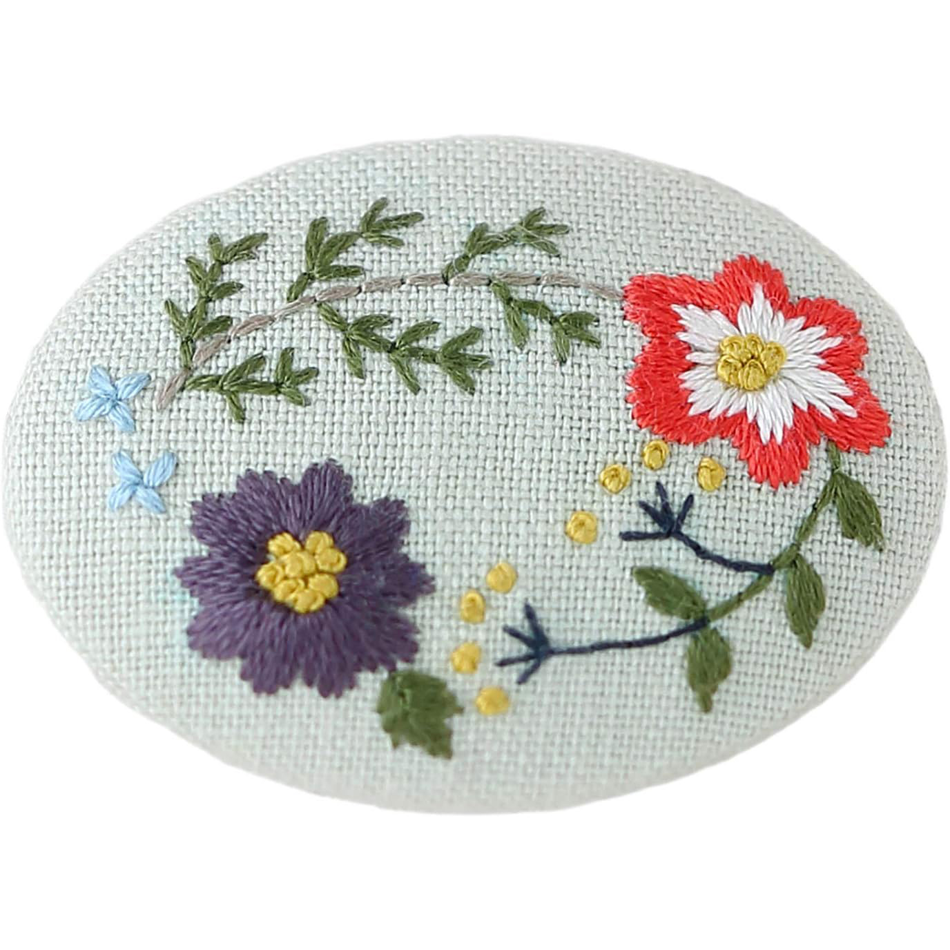 CSK842 LECIEN Embroidery Kit Botanical Embroidery Series Wildflower Brooch Kit Olive Green (Pcs)
