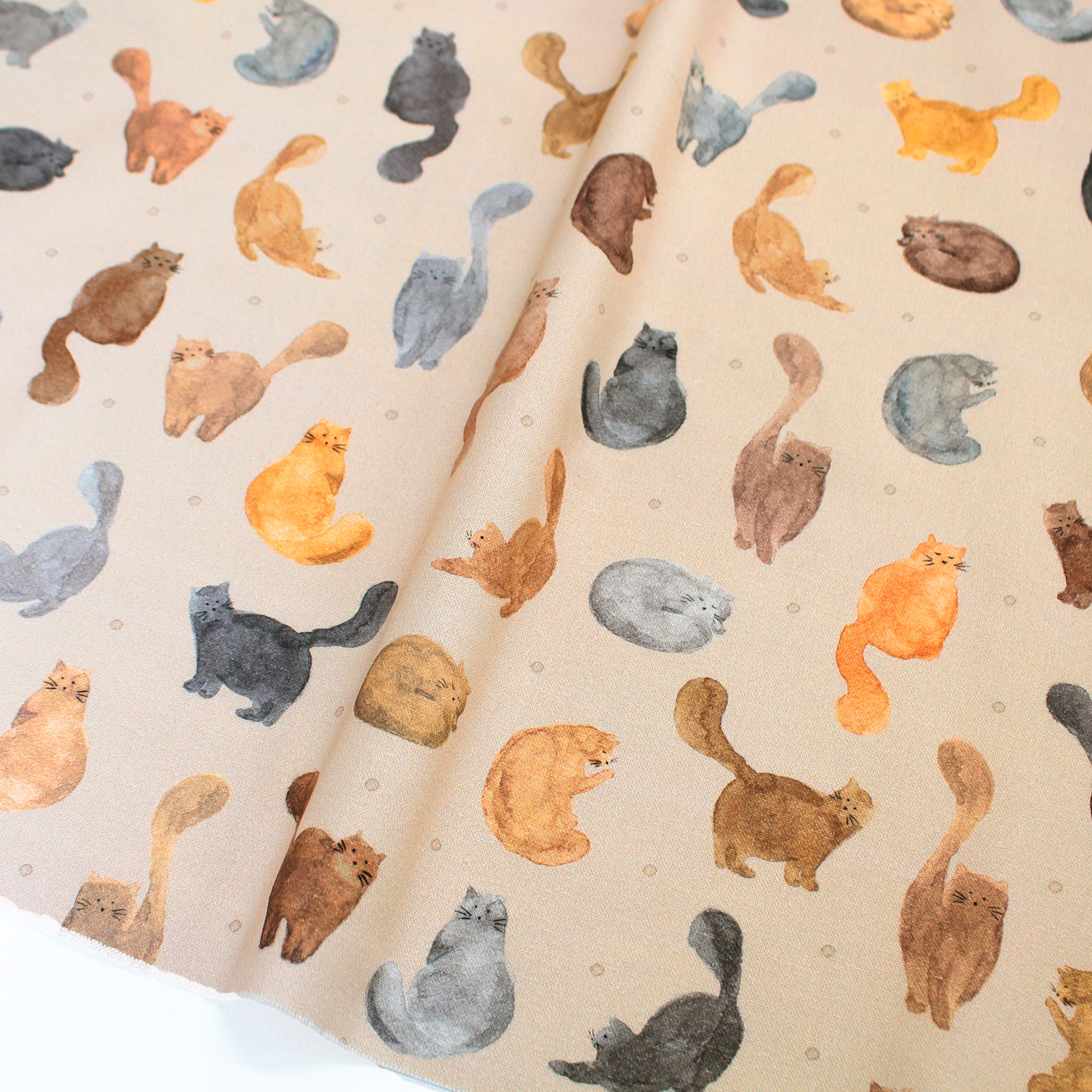 BB1479-180 Watercolor Cat Oxford Cloth, Digital Print, Imported from the Netherlands, 140cm Wide, 1m/unit (m)