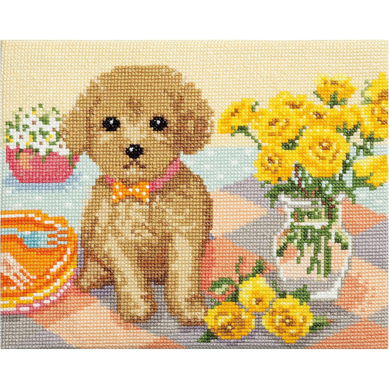 CSK717 LECIEN [Lucian] Embroidery Kit Cosmo [COSMO] Embroidery Kit Cross Stitch Dog&Flower Toy Poodle (Pieces)