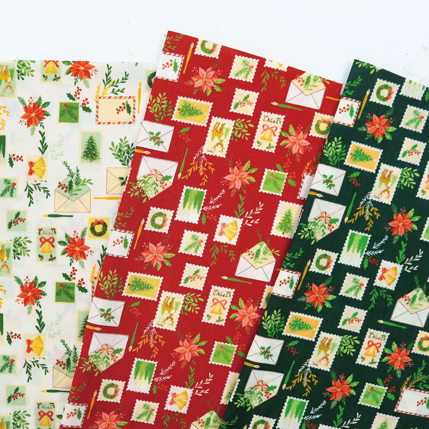 ■XC10753R 2026XmasCollection クリスマス柄 「クリスマスレター」スクエア生地 巾約110cm×原反約12m (巻)