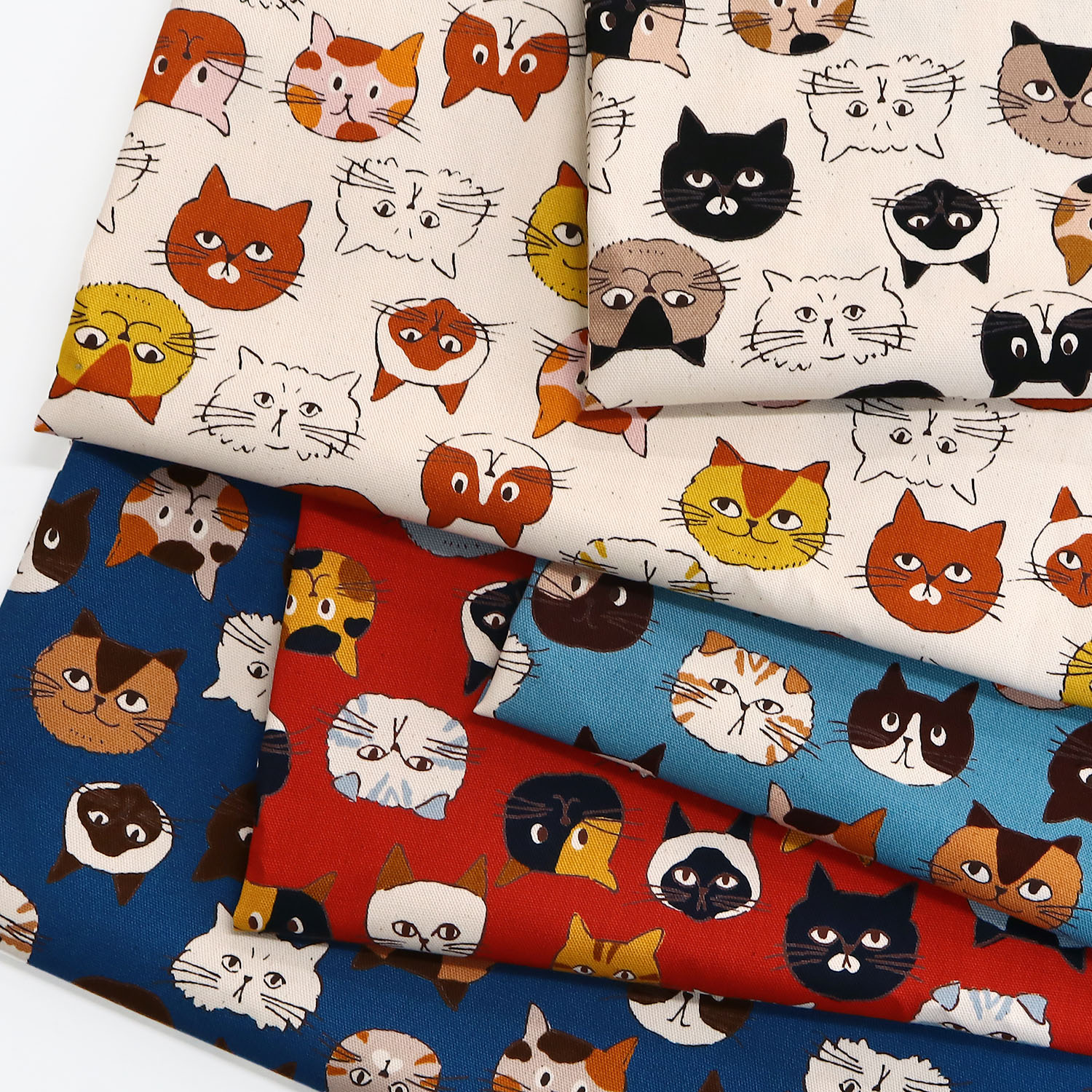 B850631-1 Carefree Meow-Meow, Oxford Unbleached Cotton, Width approx. 112cm, 1m/unit (m)
