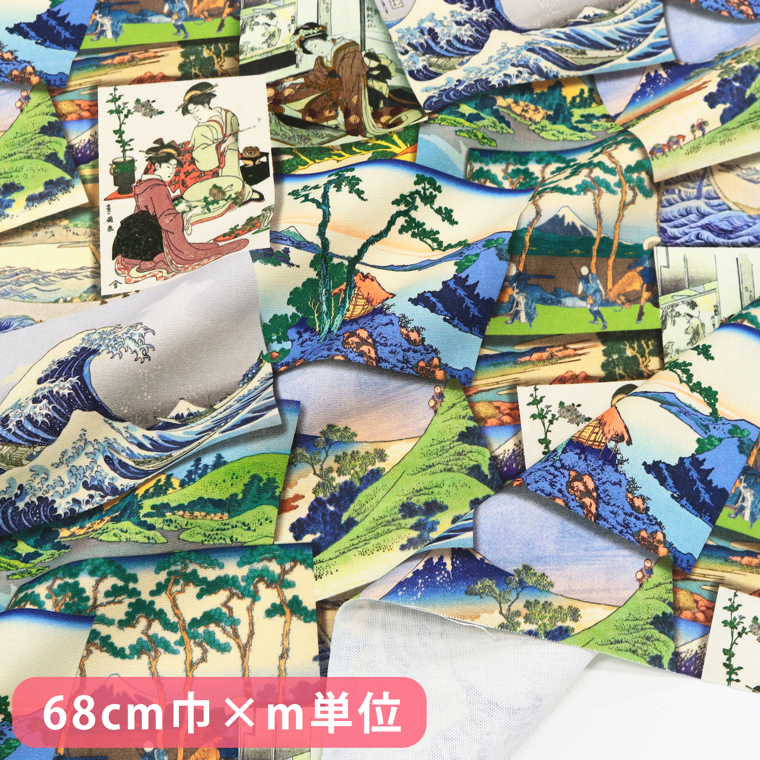 VIL4368H-10 European Premium デジタルプリントオックス生地 約巾68cm 1m単位 (m)