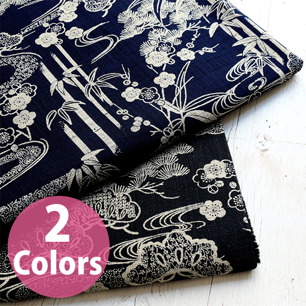 B88334Z-4 Japanese Printed Fabric “Shochikubai” Uneven Thread Cloth 1m/unit  (m)