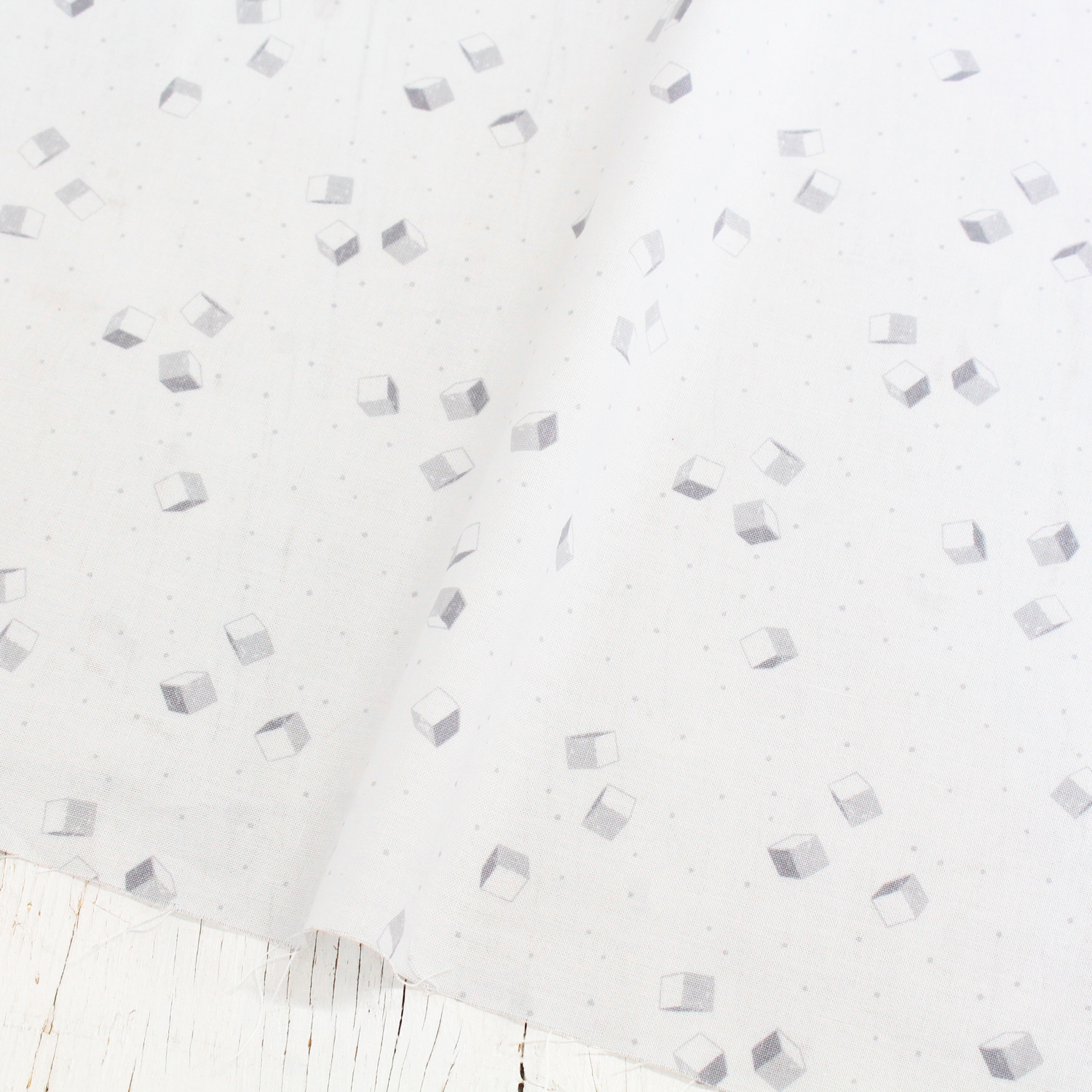 [0910 New Pattern] FSP-757 White Falling Cube Free Sprit USA Print 1m/unit (m)