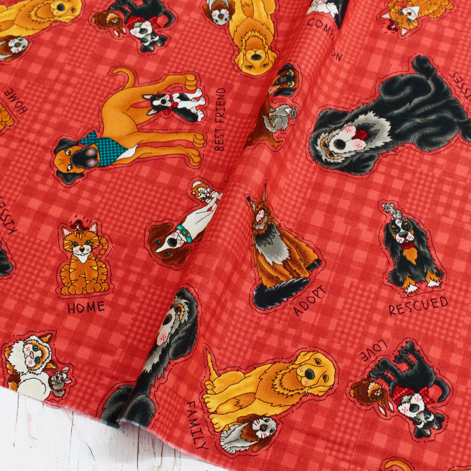 [0910 New Pattern] FSP-762 Red Dog & Cat Free Sprit USA Print 1m/unit (m)