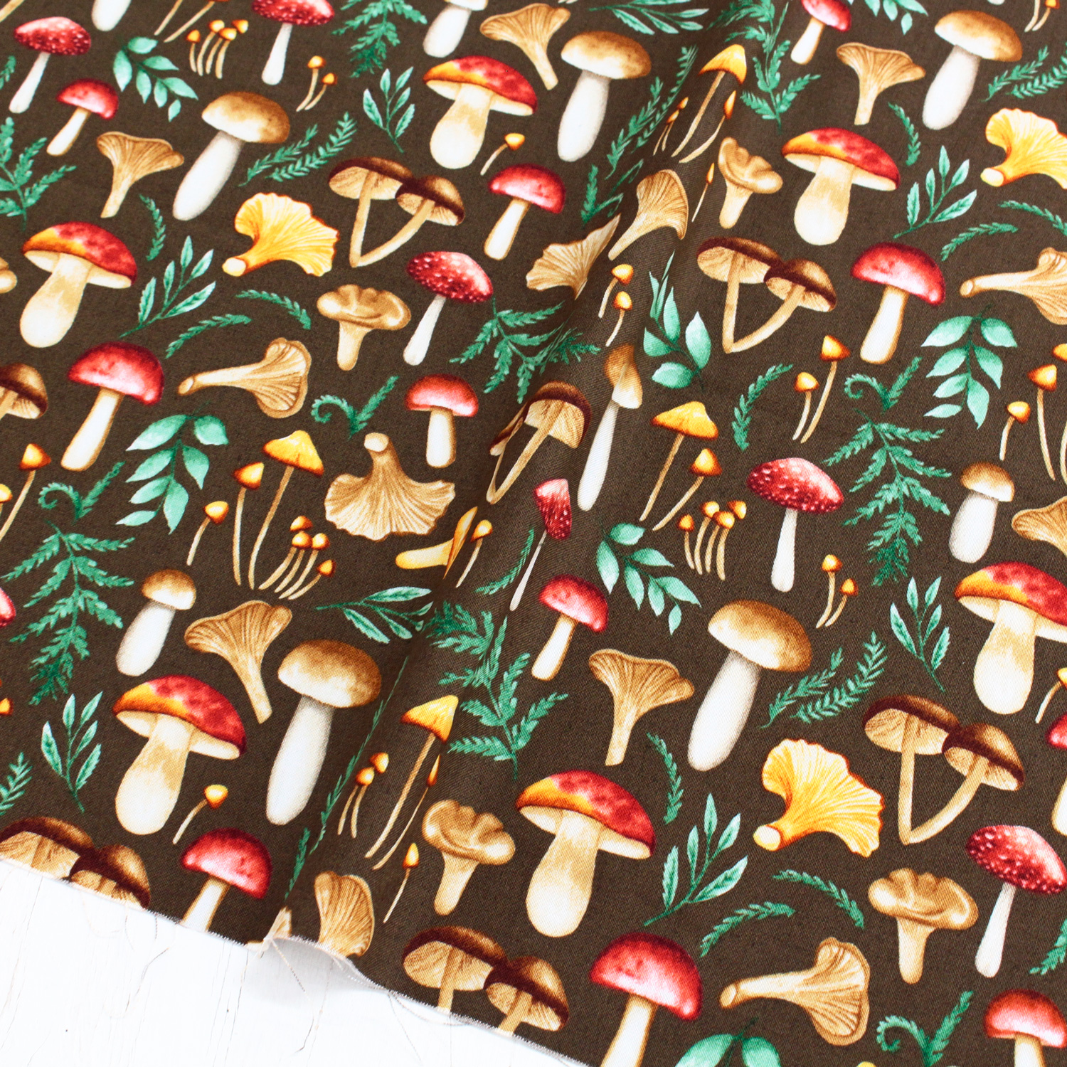 [0910 New Pattern] FSP-770 Brown Mushroom Harvest Free Sprit USA Print 1m/unit (m)