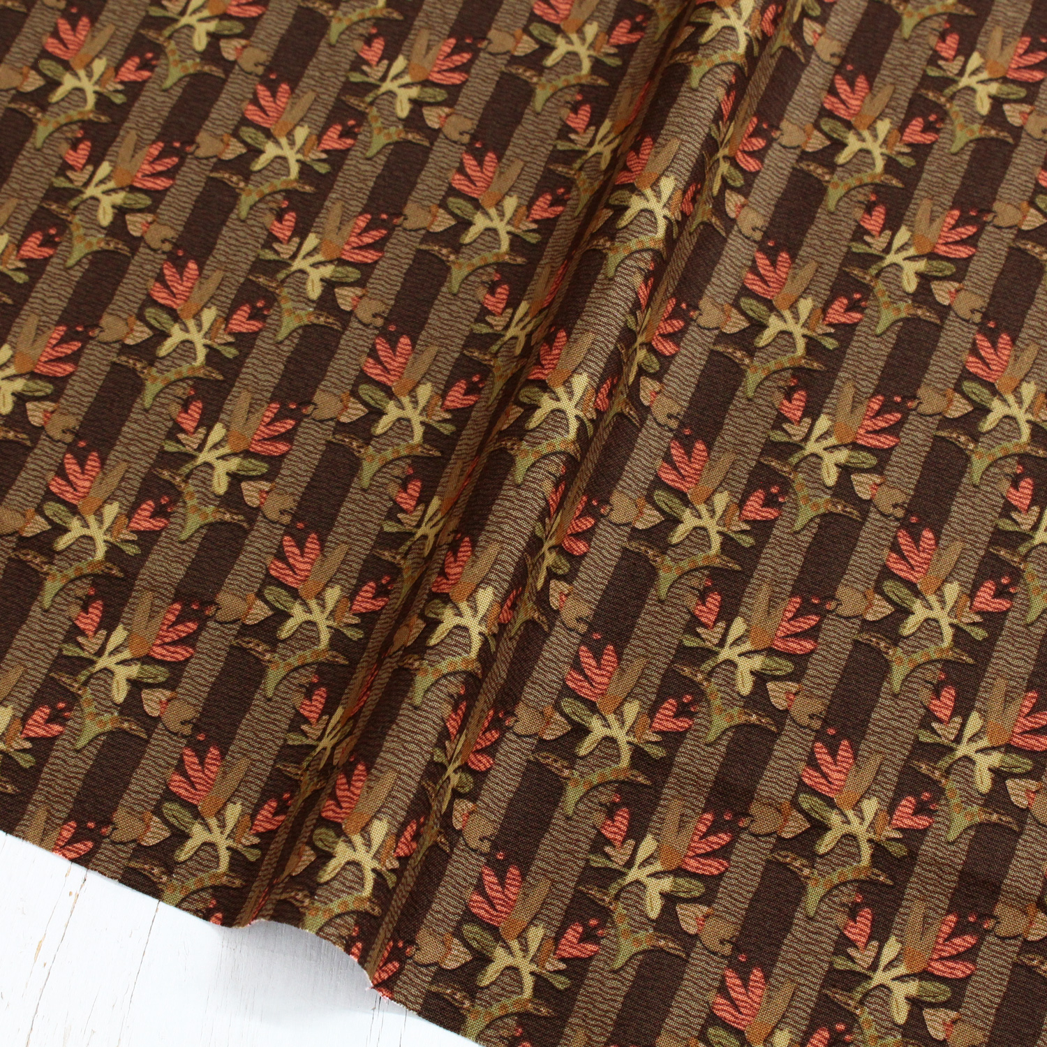 [0910 New Pattern] FSP-772 Brown Border Plant Free Sprit USA Print 1m/unit (m)