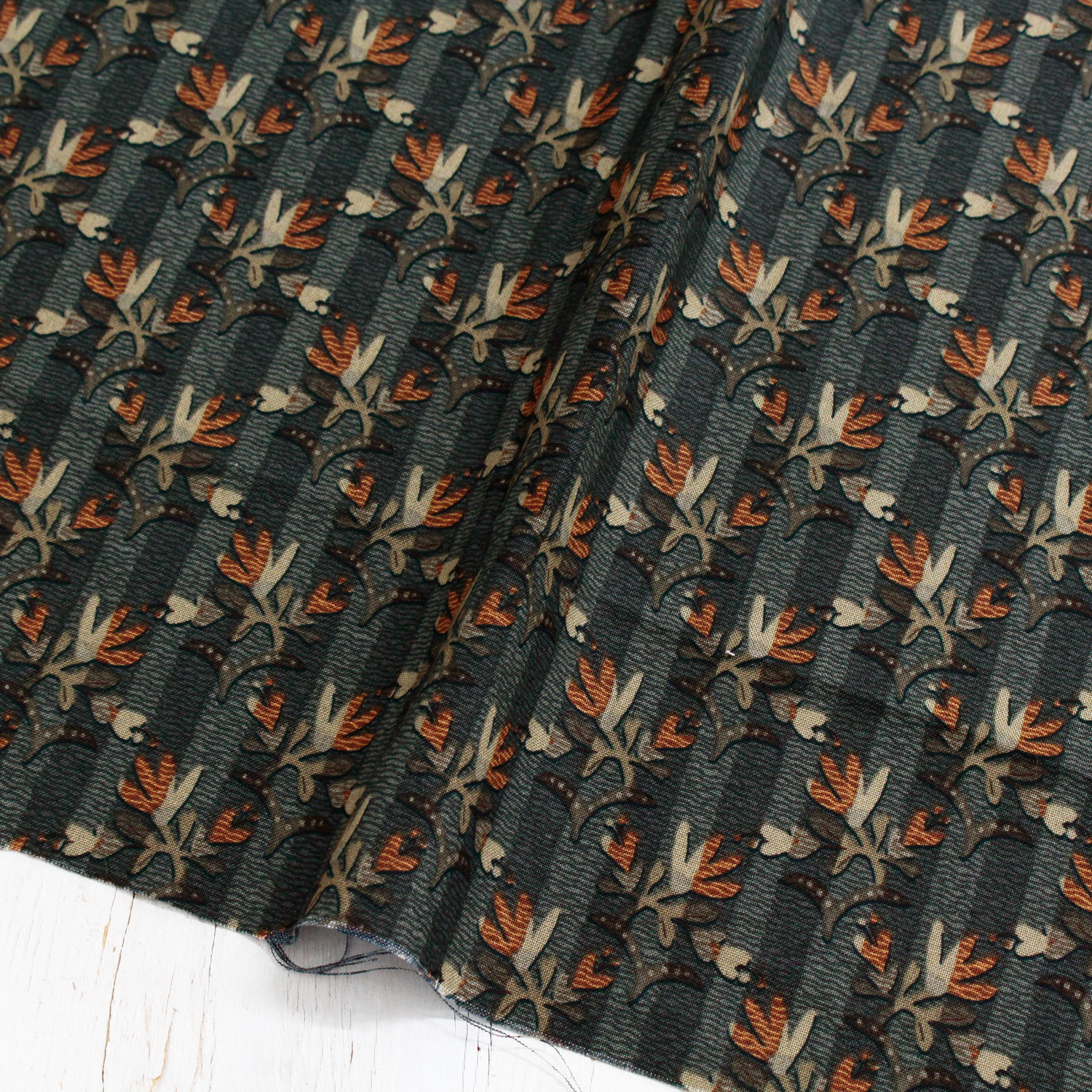 [0910 New Pattern] FSP-774 Green Border Plant Free Sprit USA Print 1m/unit (m)