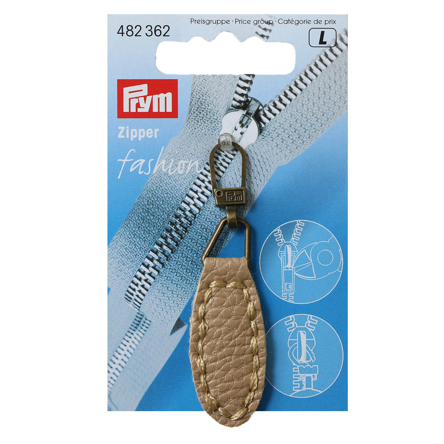 PRM482362 Prym Prym Zipper Pull Leather Beige (pcs)