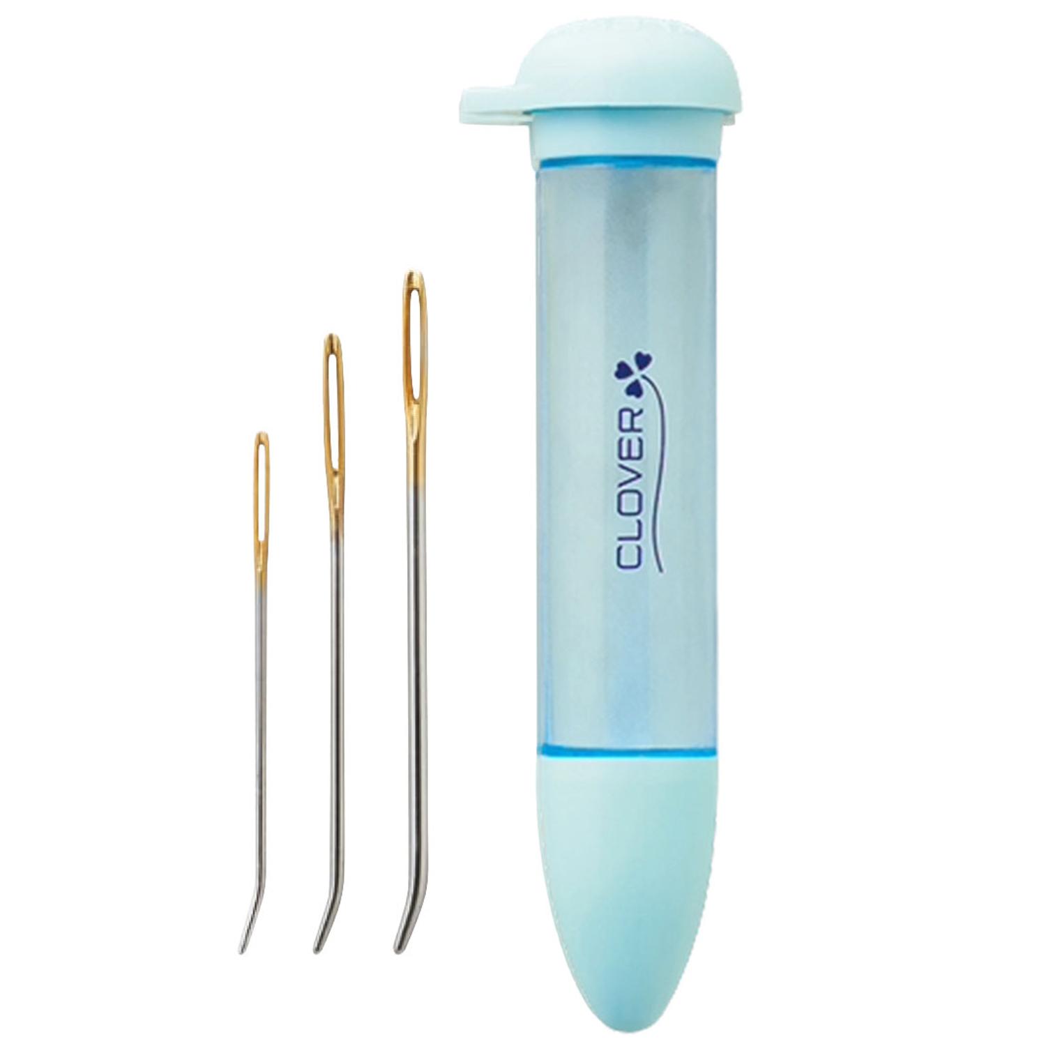 CL55-083 Clover Petit Sewing Needle Set, Bent Tip, Blue (Set)