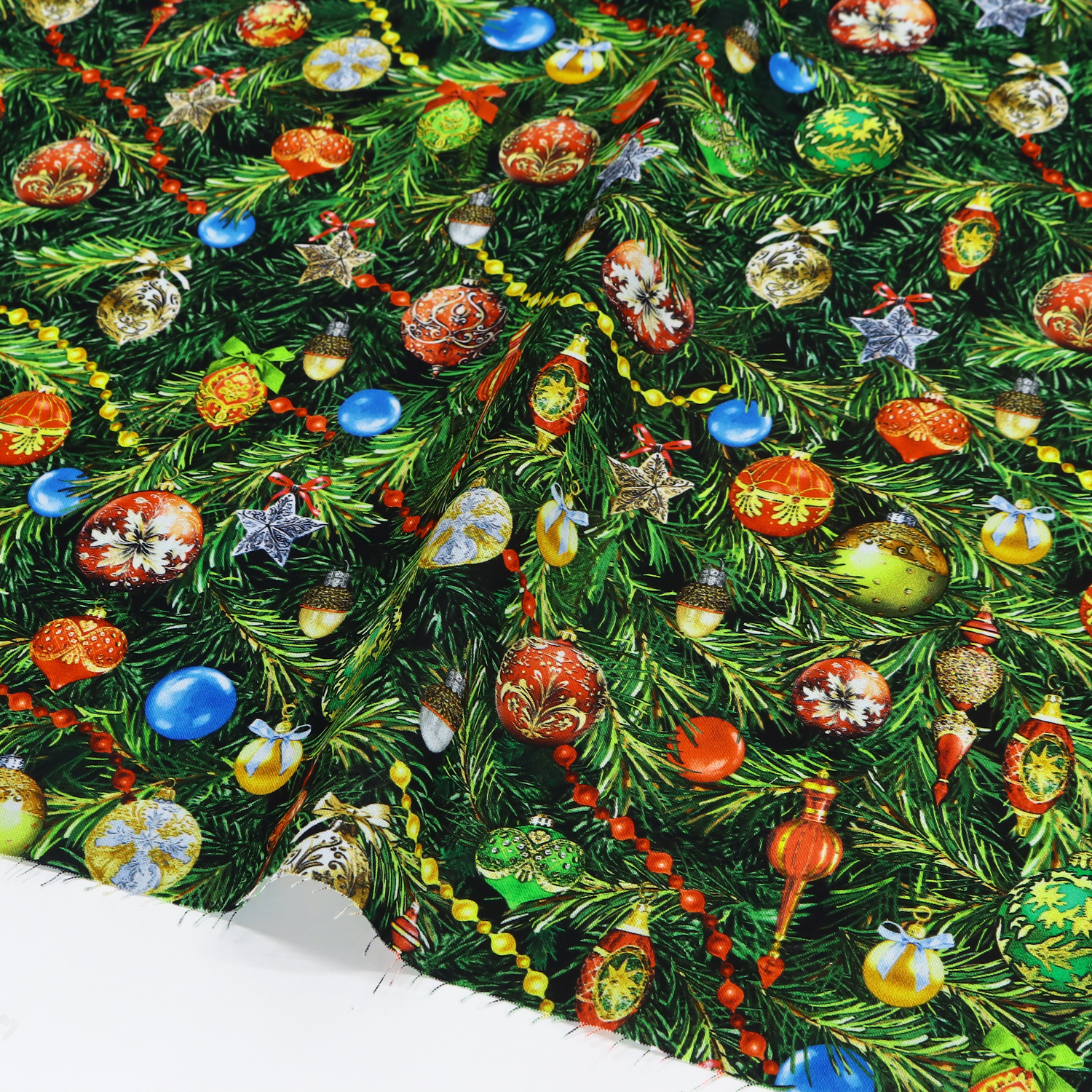 MICH12751-M クリスマスツリー オーナメント USAコットンシーチングプリント Michael Miller マイケルミラー 1m単位 (m)
