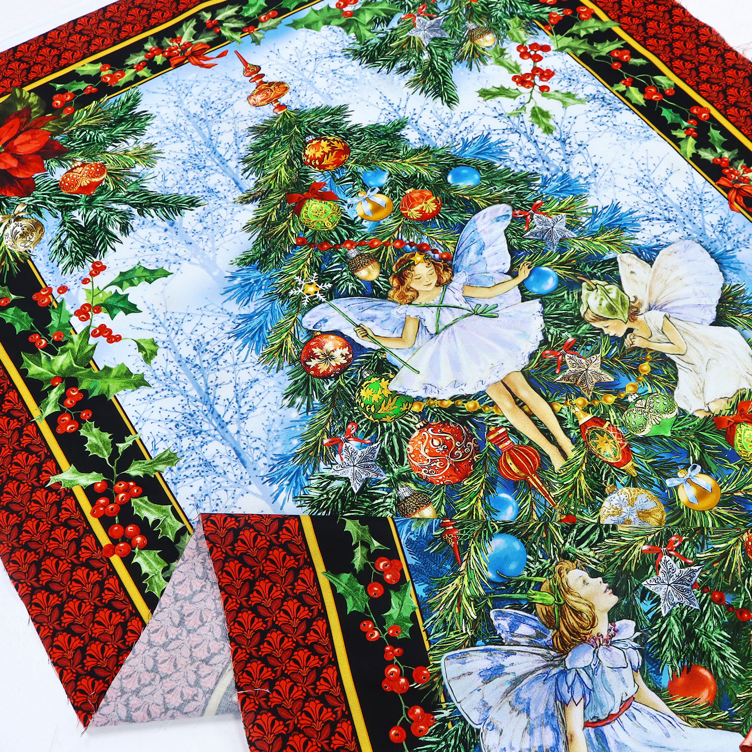 MICH12747-I クリスマスツリー 赤 パネル生地  USAコットンシーチングプリント Michael Miller マイケルミラー  パネル生地巾110cm×60cm (枚)