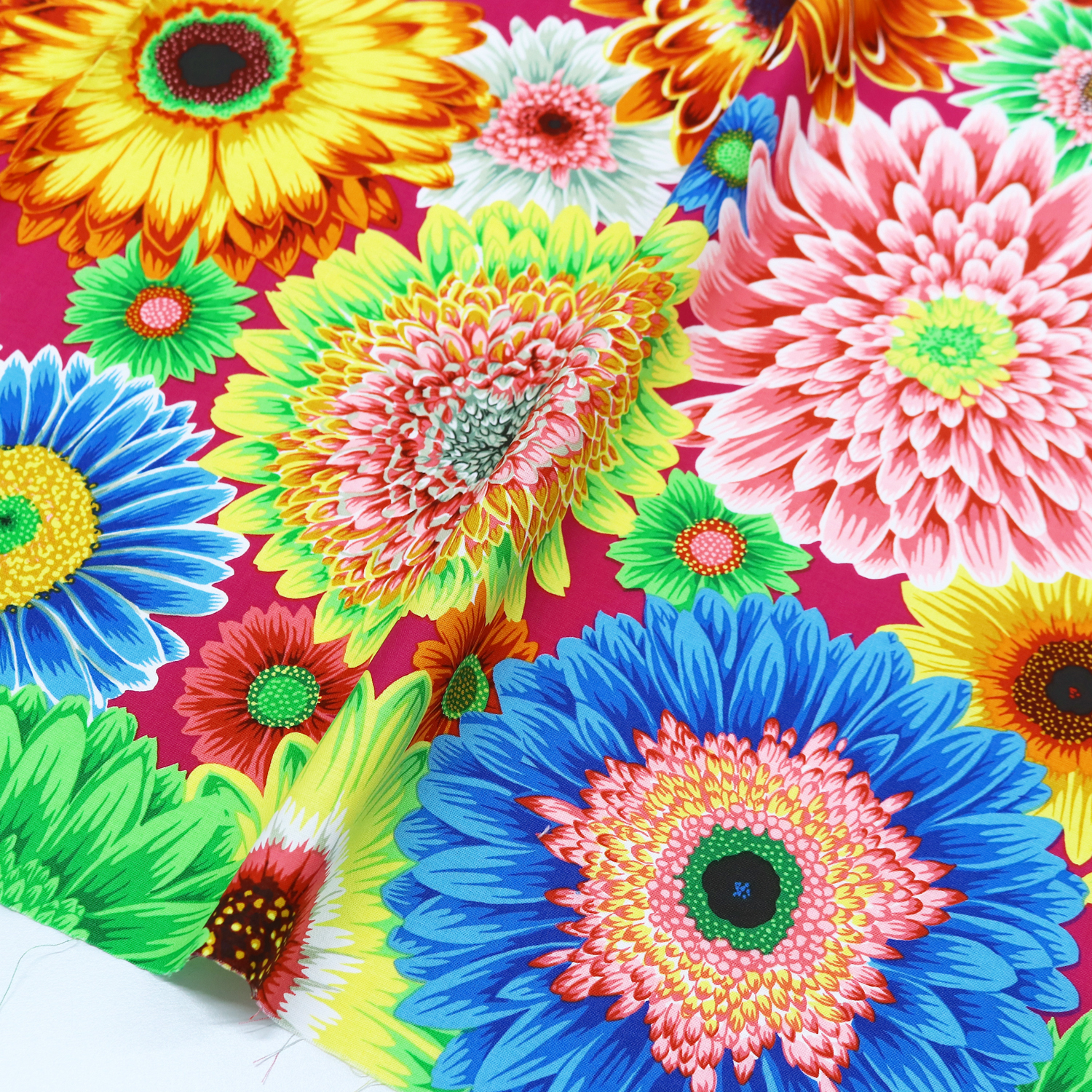 FSP-987 ピンク地 カラフルビッグフラワー USAプリント生地 Kaffe Fassett -ケイフ・ファセット- FreeSpirit フリースピリット USAプリント m単位 (m)