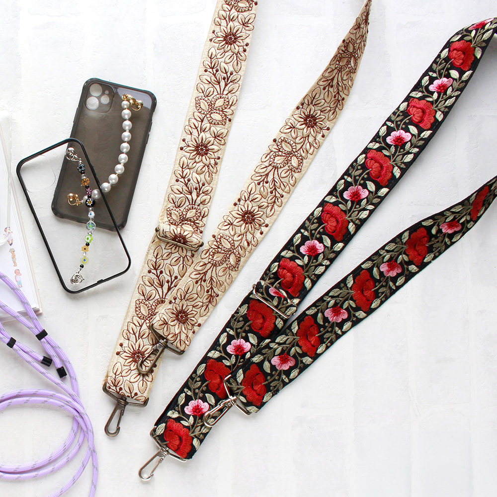 REC1089 Embroidered ribbon shoulder strap , recipe (pieces)