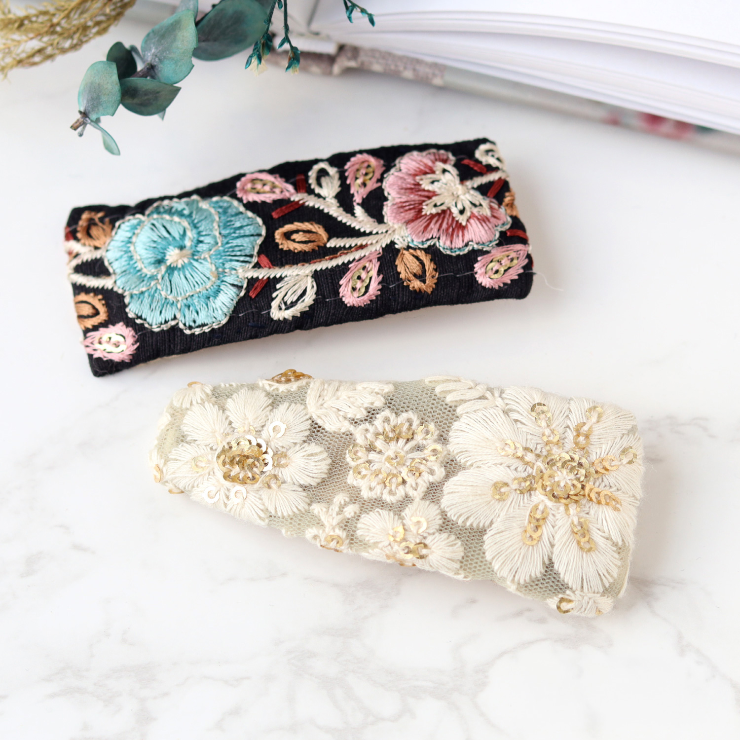 REC1088 Embroidered ribbon hair clip recipe (pieces)