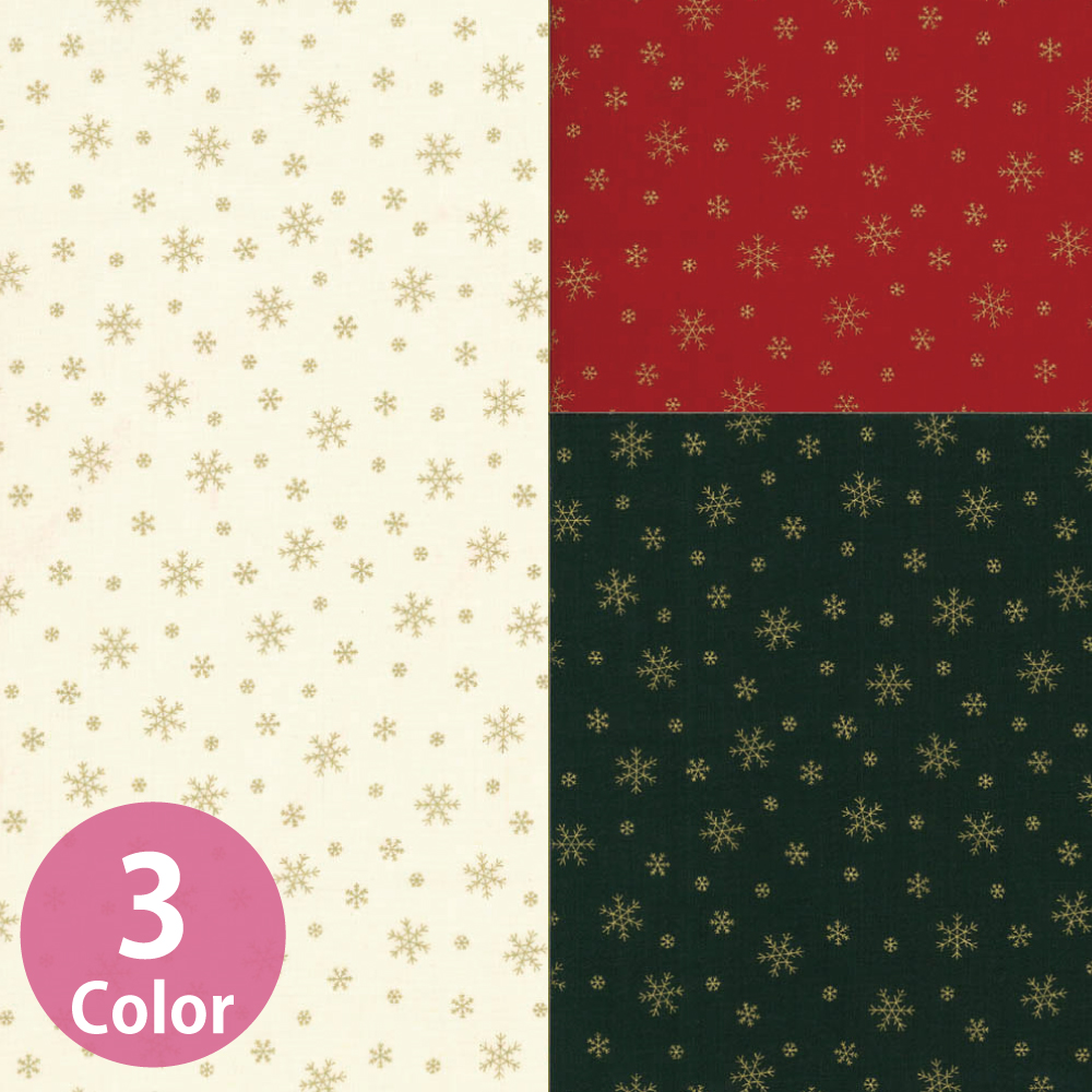 【10周年】H7100-3 Christmasfabric クリスマス 雪の結晶 柄シーチング生地 1m単位 (m）