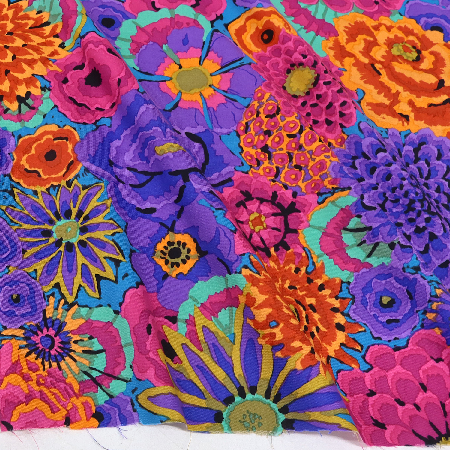 【27日まで】FSP-977 紫地 花柄 ローン生地 USAプリント Kaffe Fassett ケイフ・ファセット FreeSpirit フリースピリット 1m単位 (m)