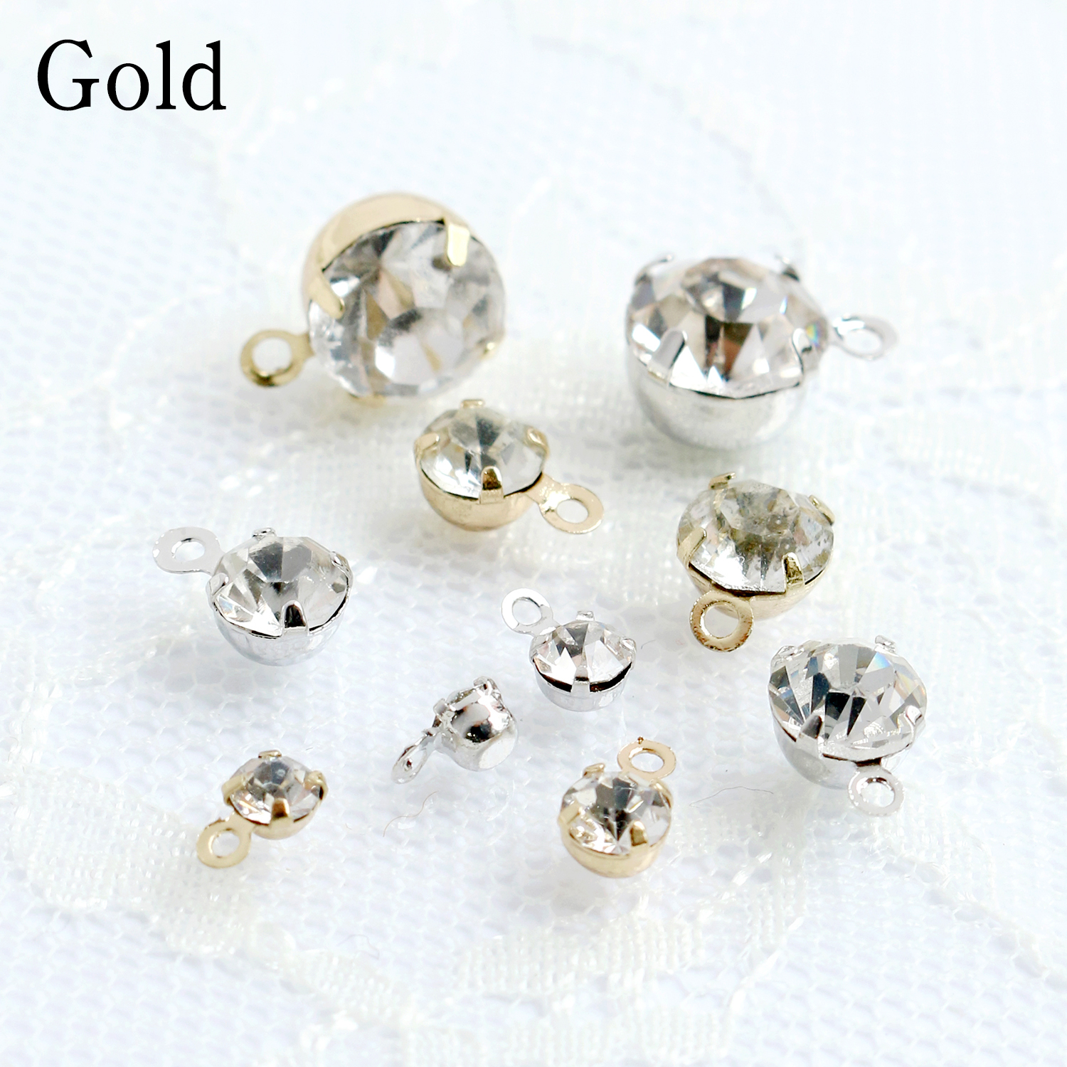 KE476～484 カン付きストーン 3～8mm ゴールド 10個入 (袋)