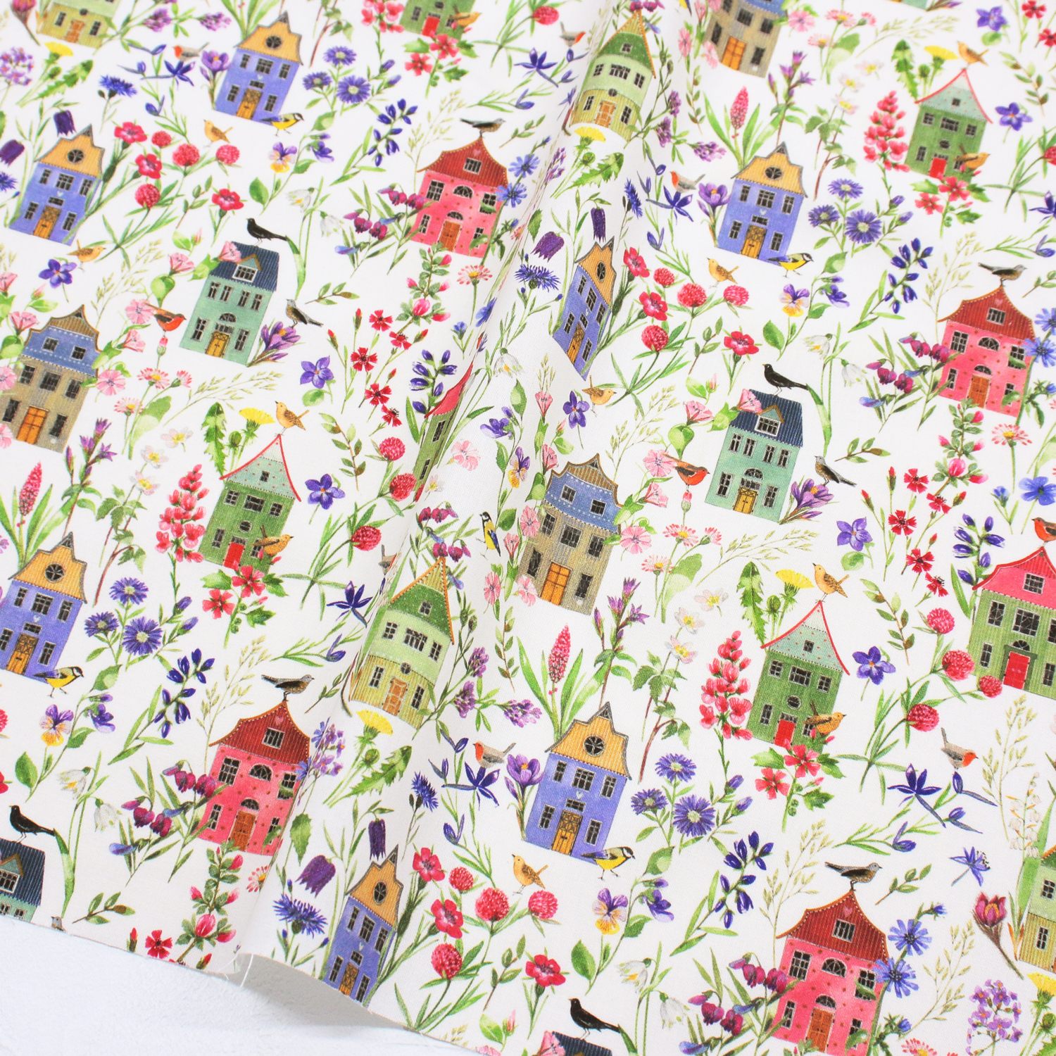 ACU3523-933-50CM House and Bird acufactum Printed Fabric Approx. 150cm Width, 50cm/unit (Sheet)